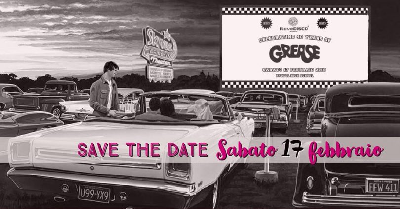 locandina grease bianco e nero